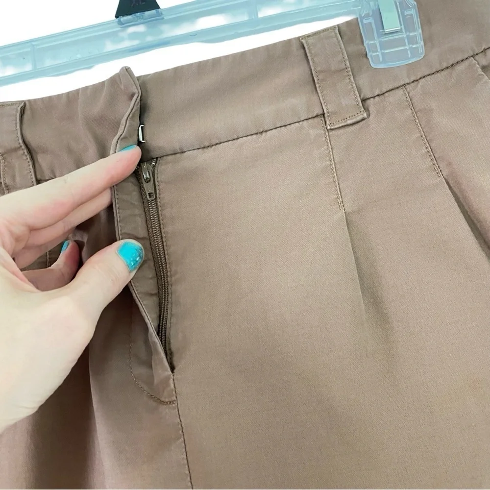 Anthropologie Elevenses Tan Skirt Womens Size 6 Small Safari Pleated Pockets